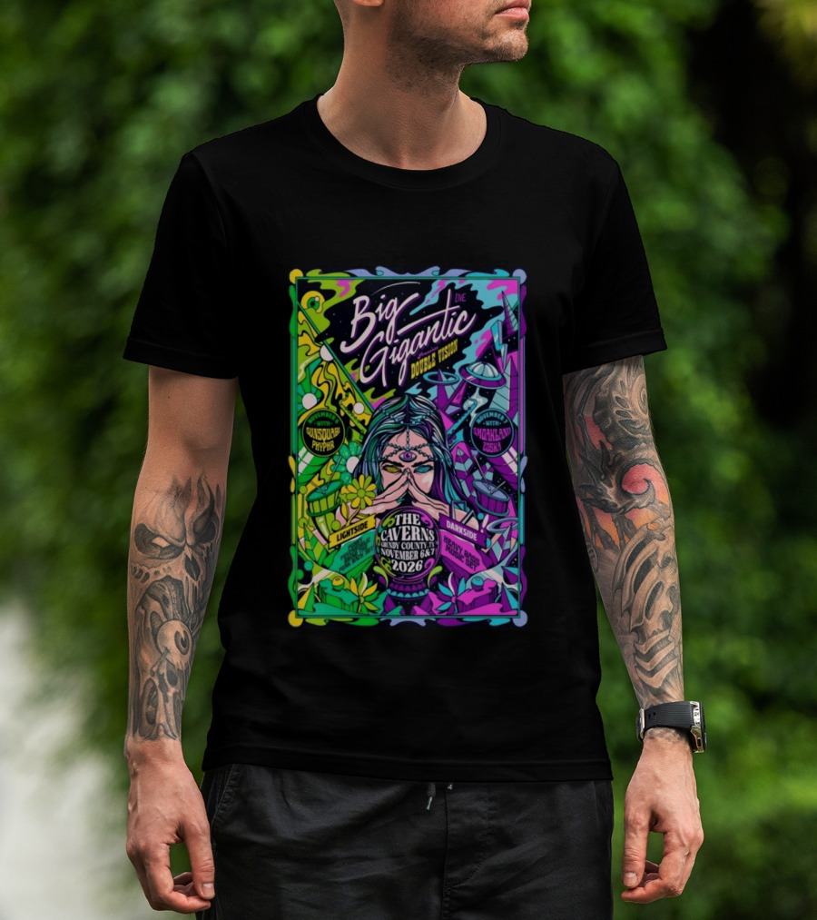 Big Gigantic Double Vision Live Nov 6 7 2026 The Caverns Pelham TN Sunsquabi Phyphr Smokeland Zoska T-Shirt
