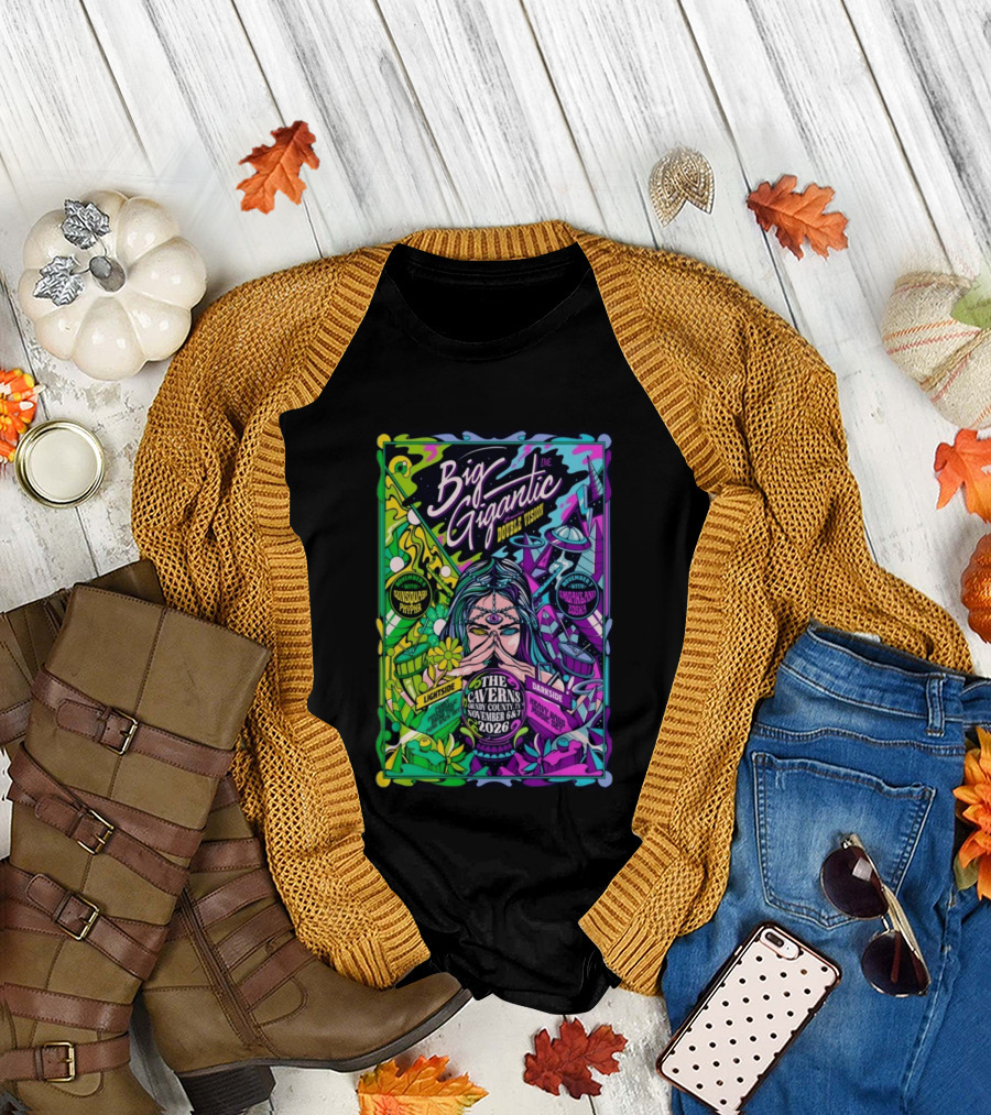 Big Gigantic Double Vision Live Nov 6 7 2026 The Caverns Pelham TN Sunsquabi Phyphr Smokeland Zoska T-Shirt