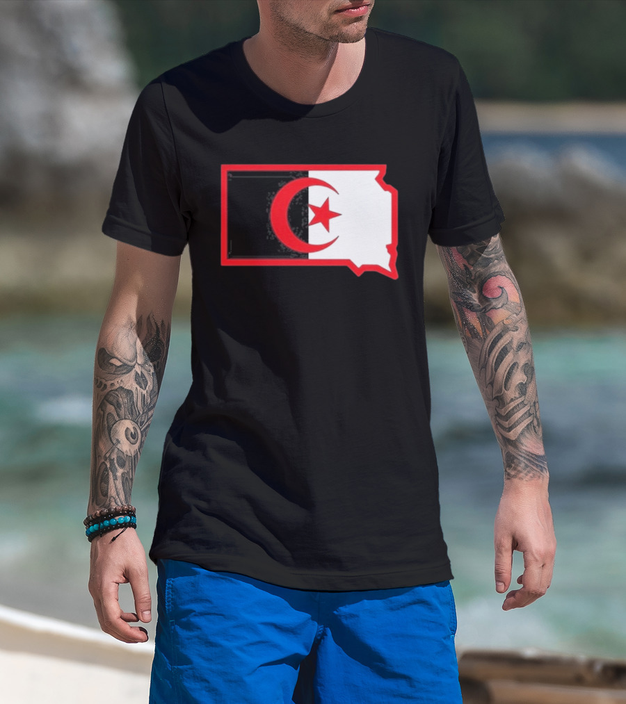 Lawrence Of Algeria South Dakota Flag Shape Crescent Star T-Shirt