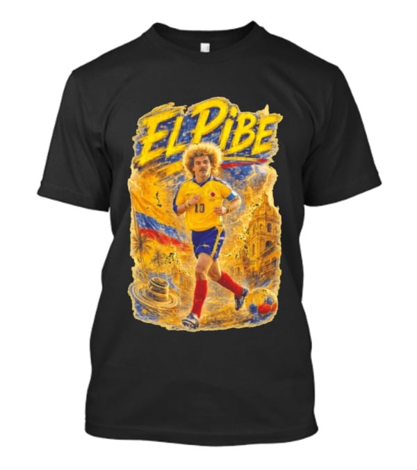 Carlos Valderrama El Pibe Colombia Football Legend Iconic Yellow Jersey T-Shirt