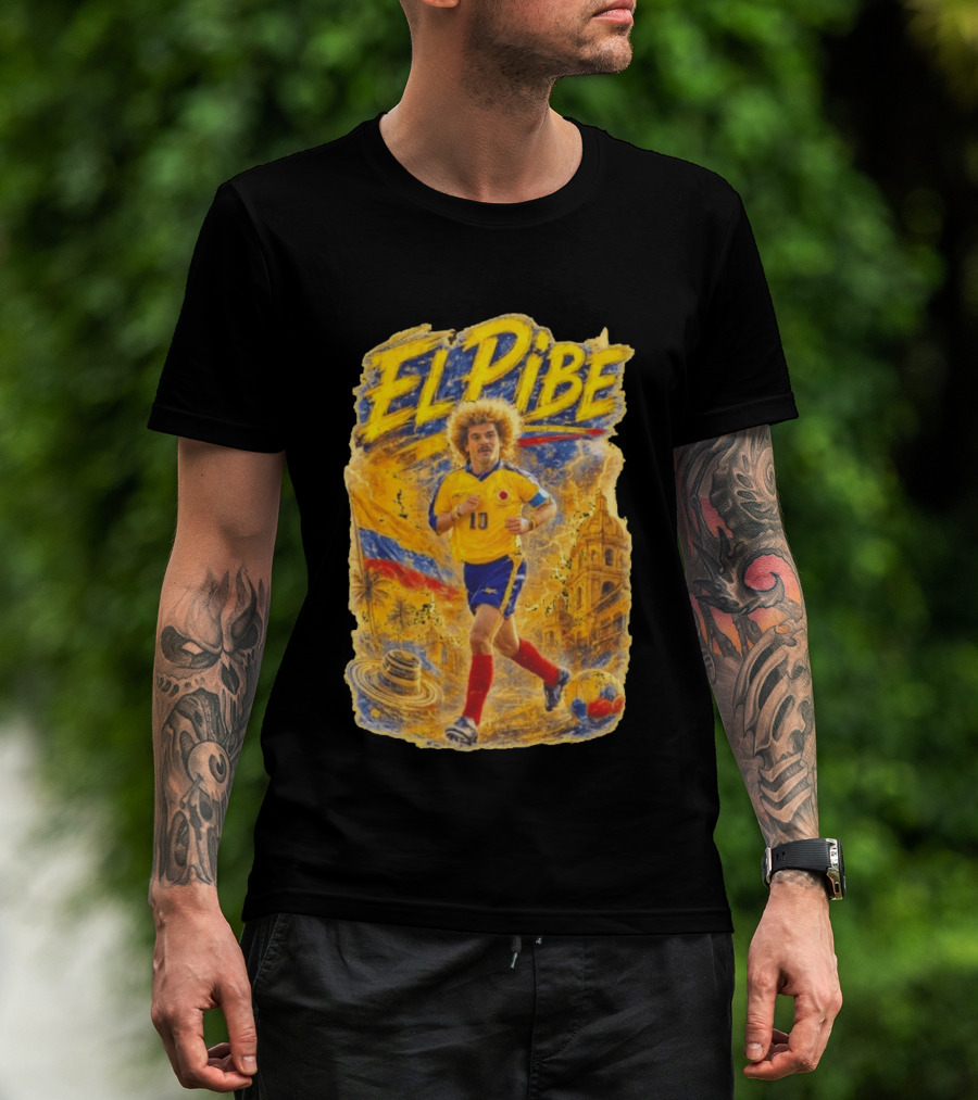 Carlos Valderrama El Pibe Colombia Football Legend Iconic Yellow Jersey T-Shirt