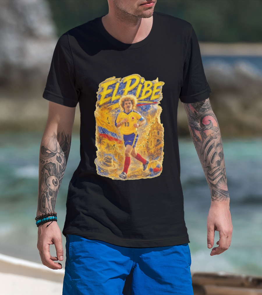 Carlos Valderrama El Pibe Colombia Football Legend Iconic Yellow Jersey T-Shirt