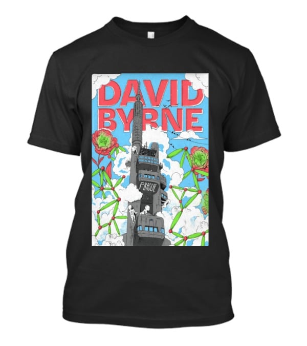 David Byrne Prague June 17 2026 Tour Psychedelic Cityscape T-Shirt