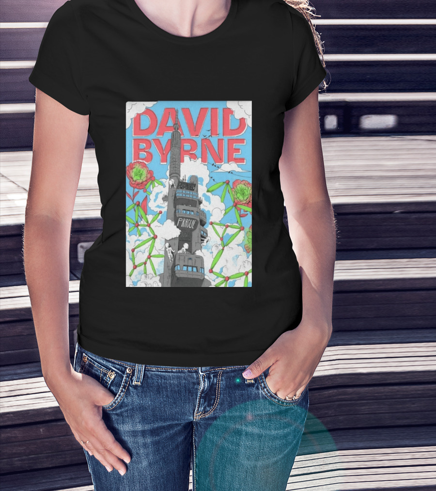 David Byrne Prague June 17 2026 Tour Psychedelic Cityscape T-Shirt