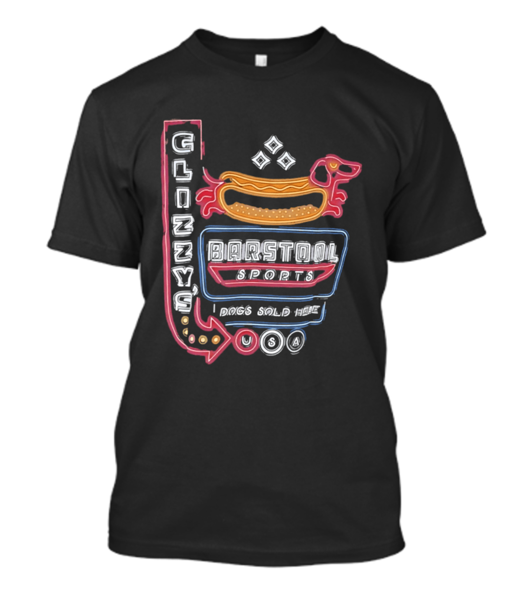 Glizzy Barstool Sports Dog Sold Here Neon USA T-Shirt