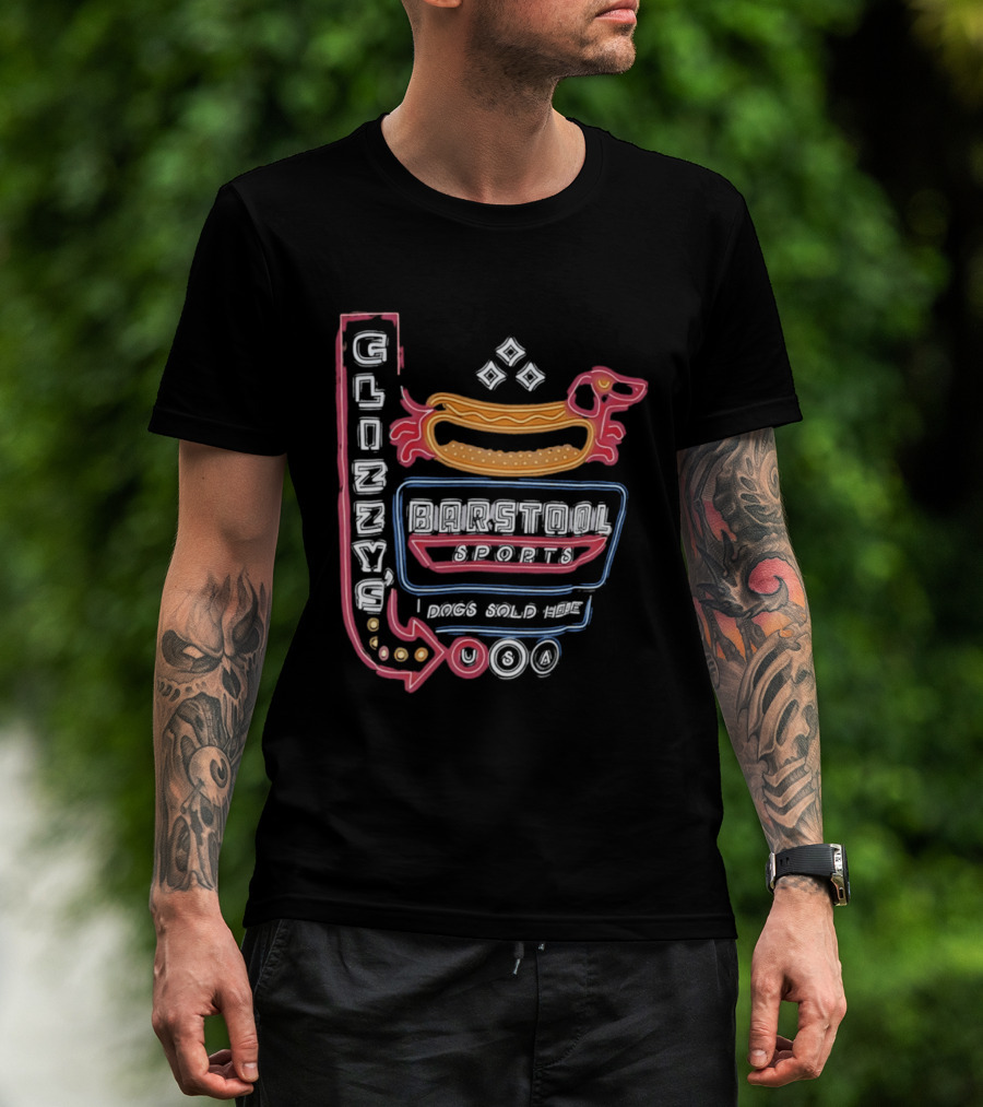 Glizzy Barstool Sports Dog Sold Here Neon USA T-Shirt