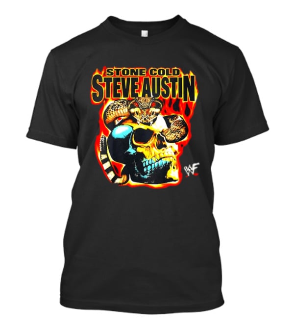 Stone Cold Steve Austin Flaming Skull Snake WWF T-Shirt