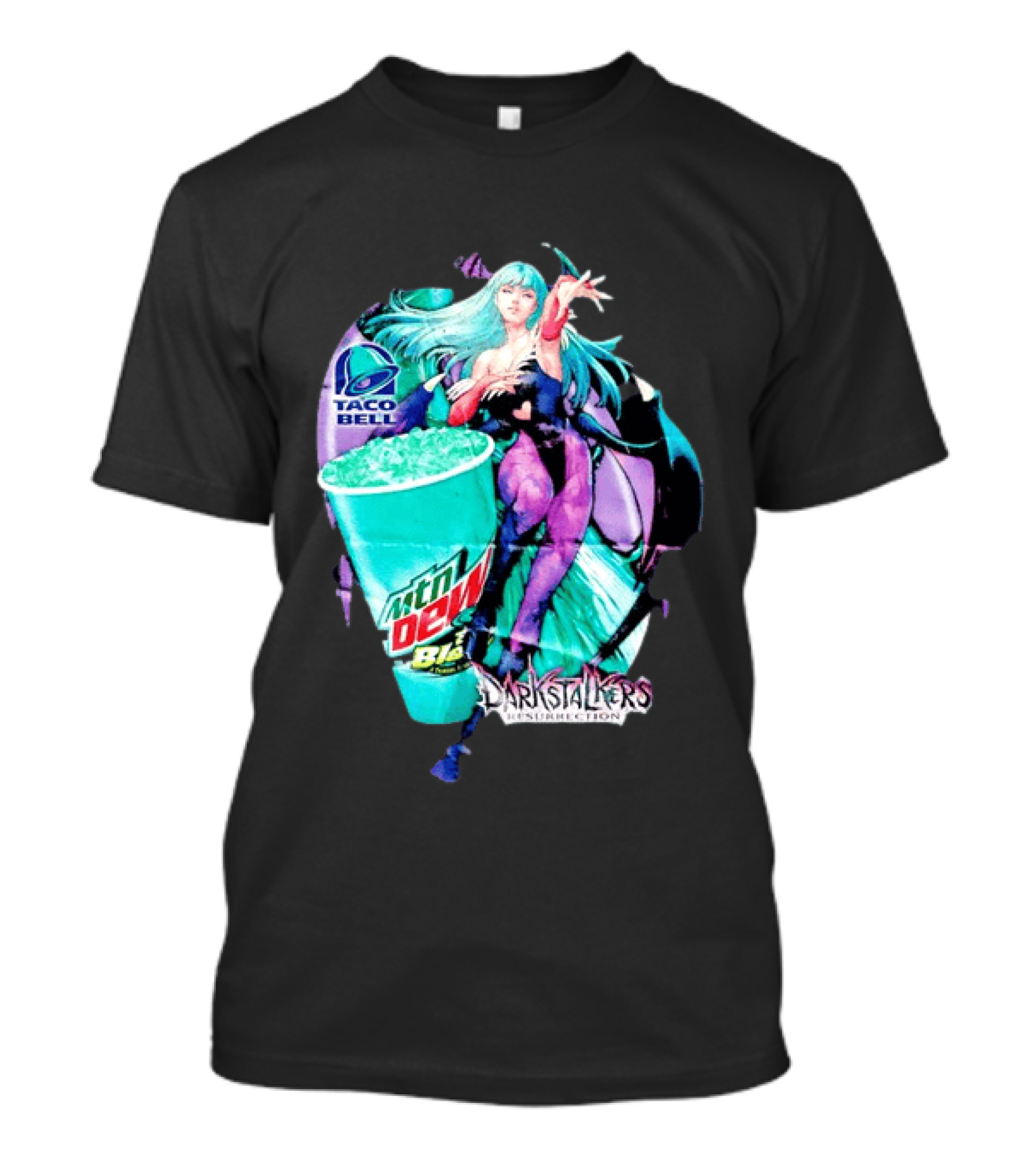 Morrigan Aensland Darkstalkers Taco Bell Mountain Dew Baja Blast Resurrection T-Shirt