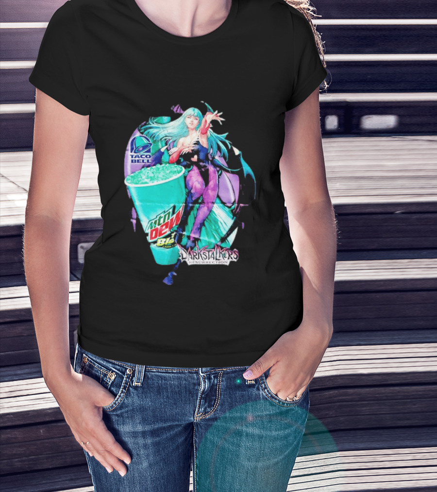 Morrigan Aensland Darkstalkers Taco Bell Mountain Dew Baja Blast Resurrection T-Shirt