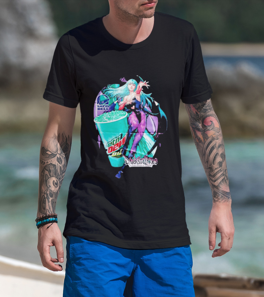 Morrigan Aensland Darkstalkers Taco Bell Mountain Dew Baja Blast Resurrection T-Shirt