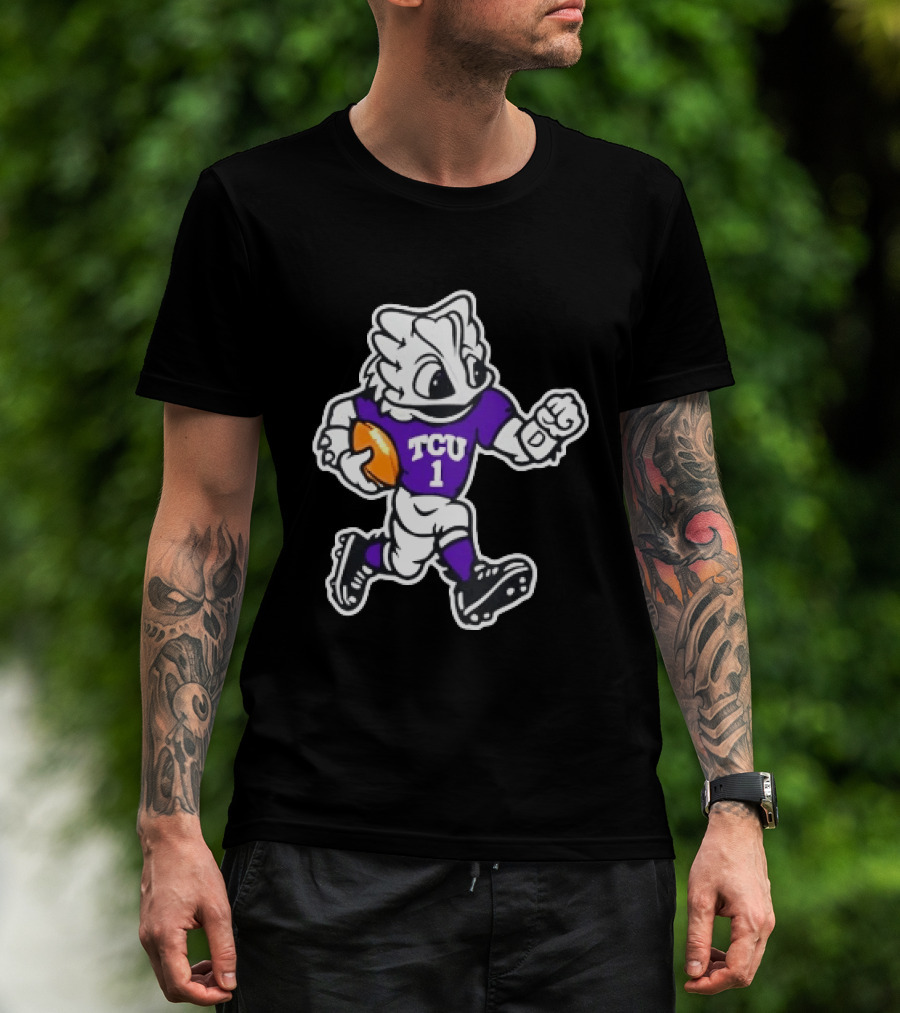 TCU Horned Frog Mascot Running Football TCU 1 Fan Gear T-Shirt