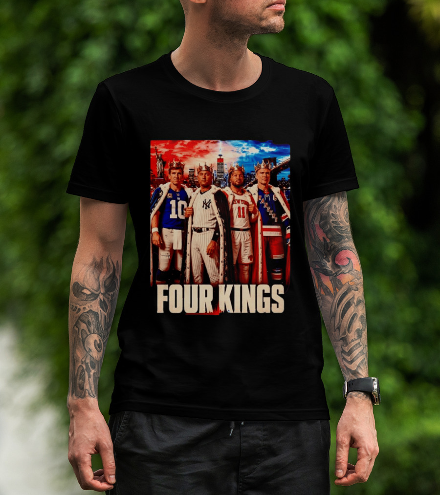 Four Kings New York Giants Yankees Knicks Rangers T-Shirt