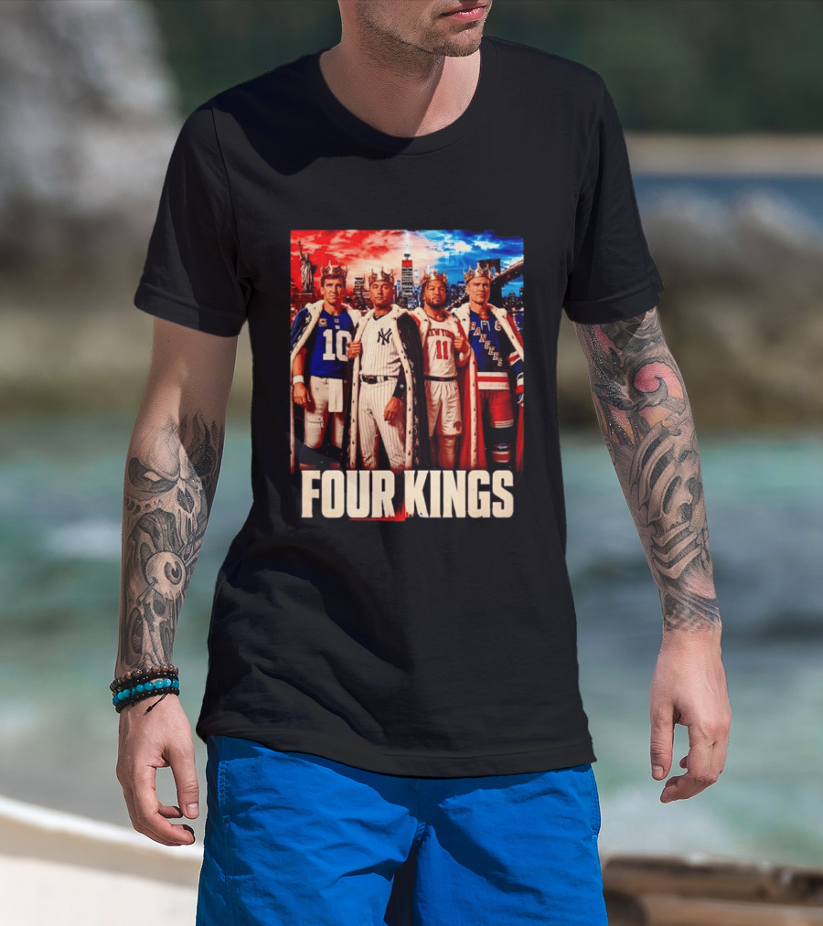 Four Kings New York Giants Yankees Knicks Rangers T-Shirt