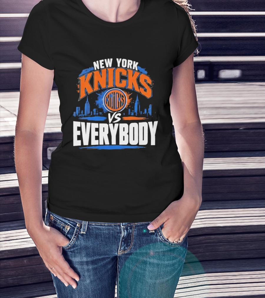 New York Knicks Vs Everybody Skyline Urban Hoops T-Shirt