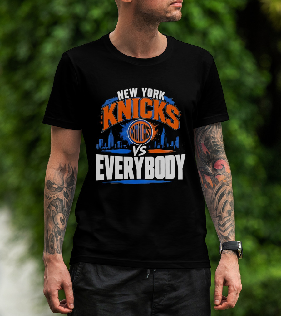 New York Knicks Vs Everybody Skyline Urban Hoops T-Shirt