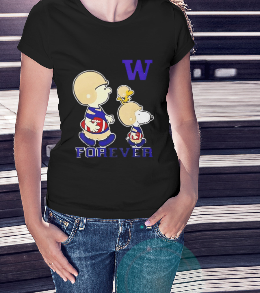 Peanuts Characters Football Players Washington Huskies W Forever T-Shirt