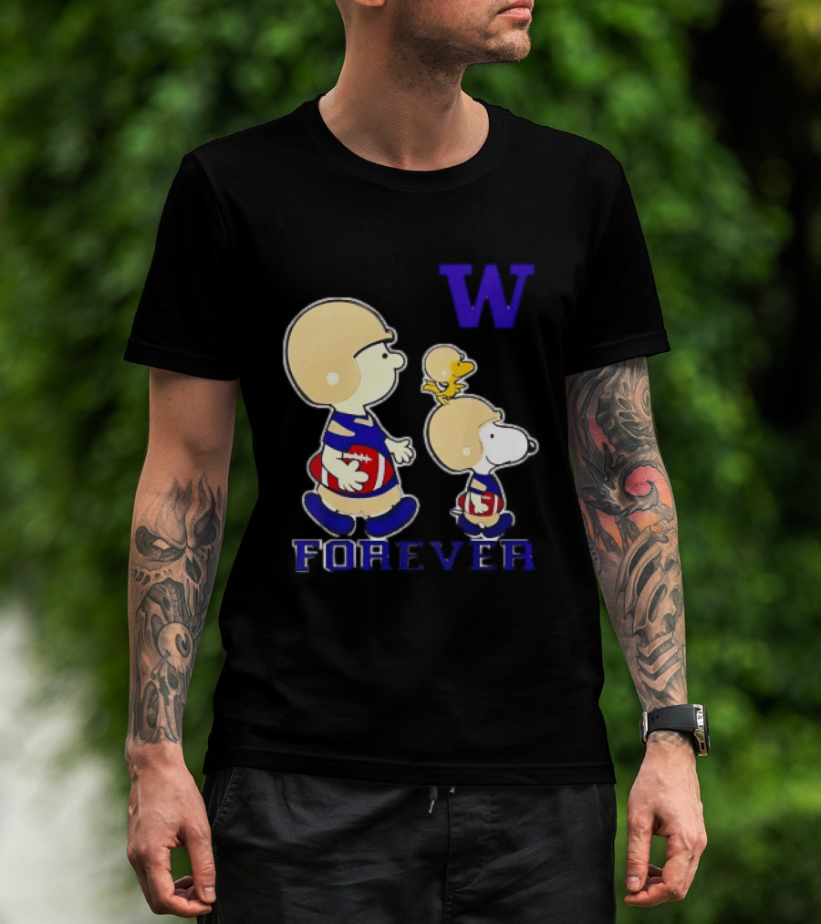 Peanuts Characters Football Players Washington Huskies W Forever T-Shirt