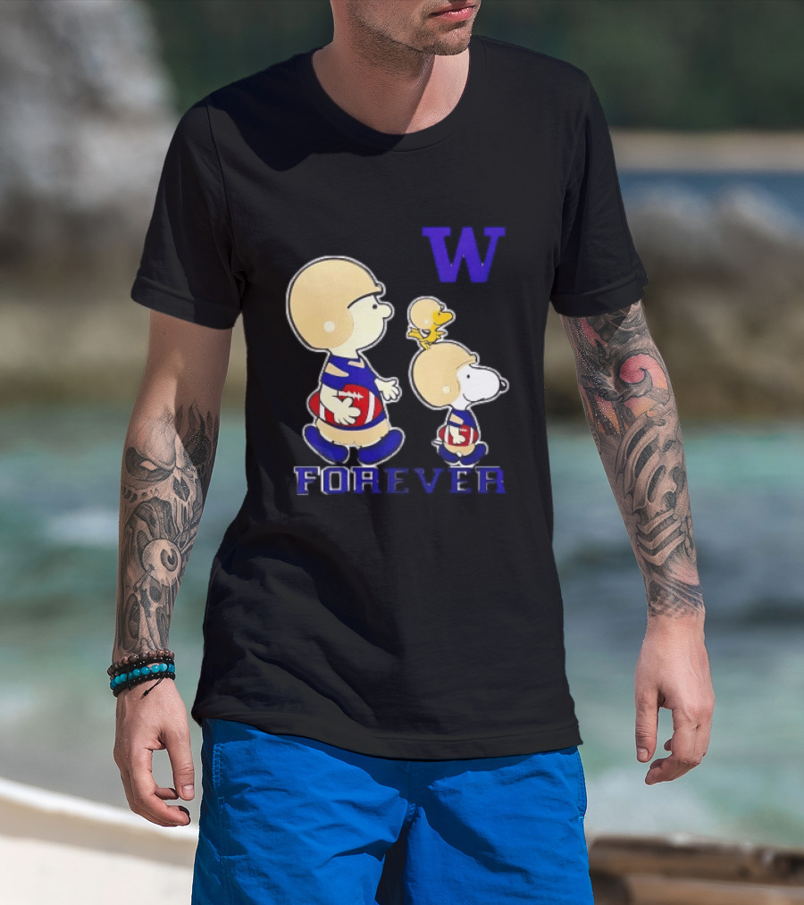 Peanuts Characters Football Players Washington Huskies W Forever T-Shirt