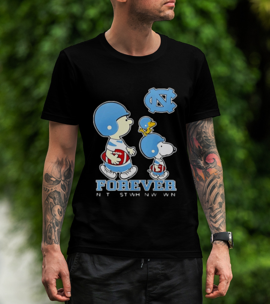 UNC Tar Heels Snoopy Charlie Brown Football Forever T-Shirt