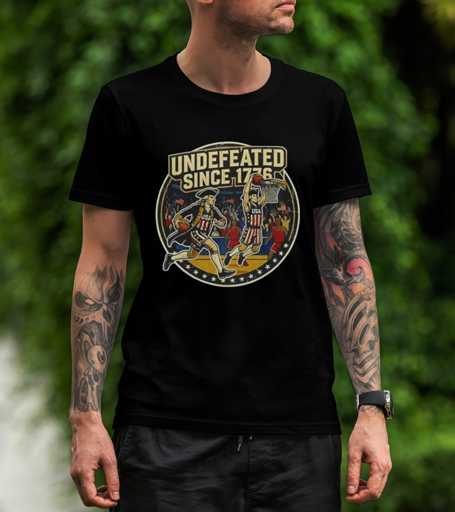 Undefeated Since 1776 USA Basketball Patriotic Celebration T-Shirt