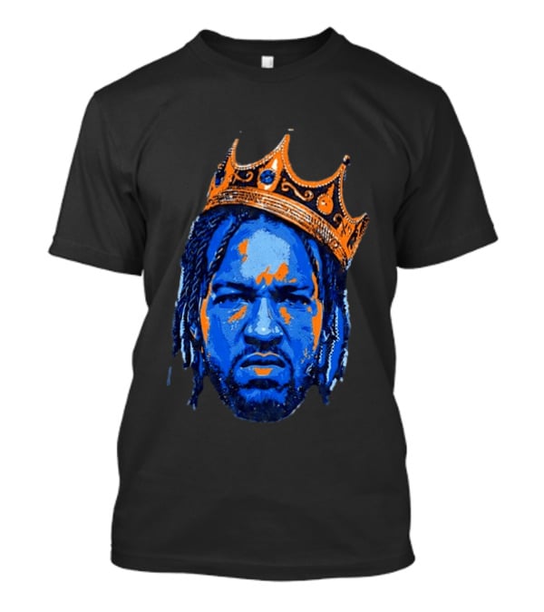 Jalen Brunson New York Knicks King Of New York Orange Crown Blue T-Shirt