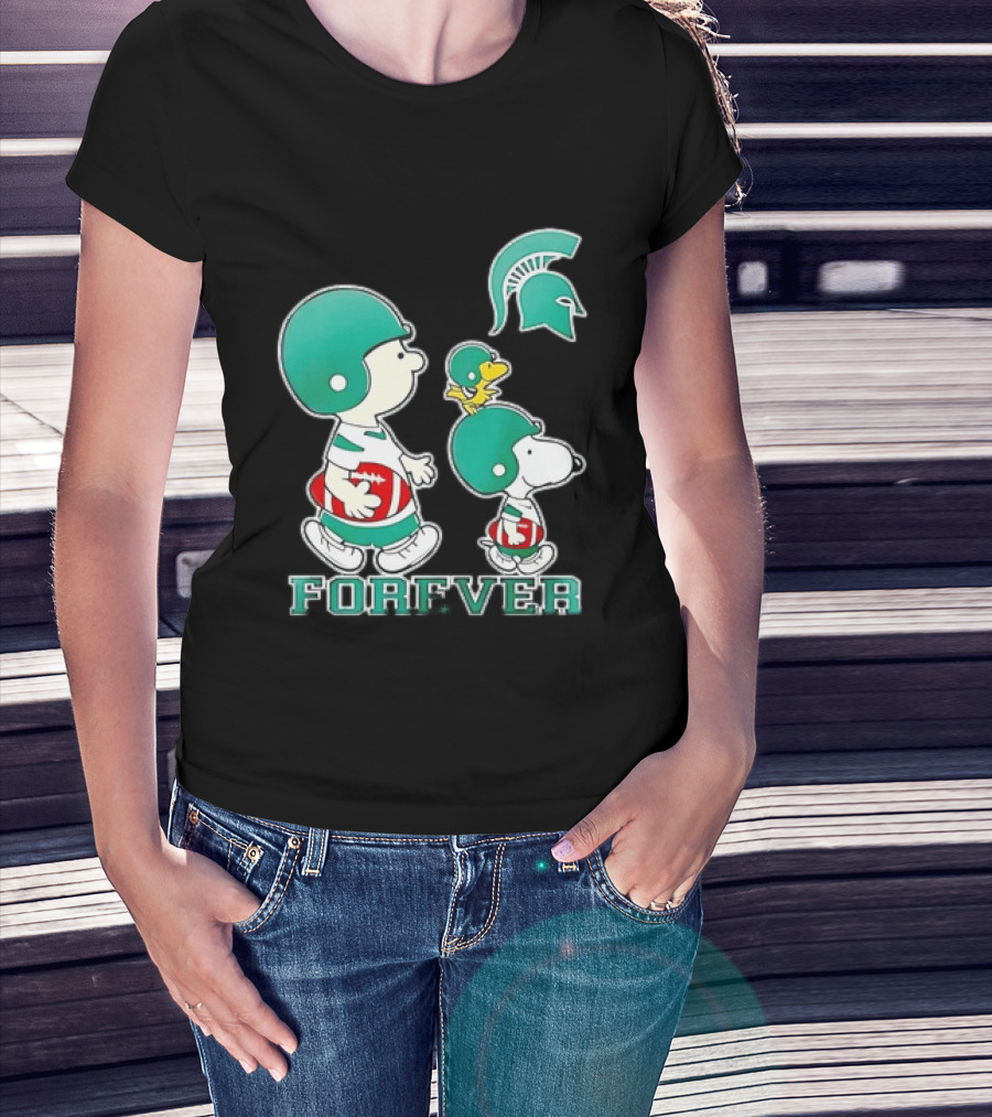 Peanuts Woodstock Charlie Brown Snoopy Michigan State Spartans Forever T-Shirt