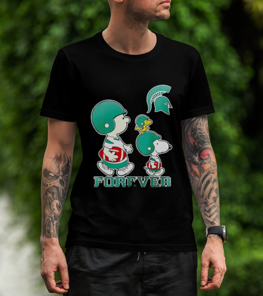Peanuts Woodstock Charlie Brown Snoopy Michigan State Spartans Forever T-Shirt