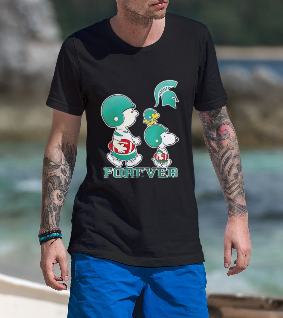 Peanuts Woodstock Charlie Brown Snoopy Michigan State Spartans Forever T-Shirt