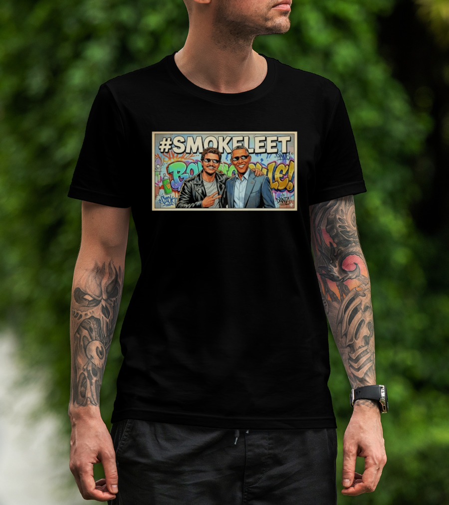 #SMOKEFLEET Pedro Pascal Barack Obama Graffiti T-Shirt
