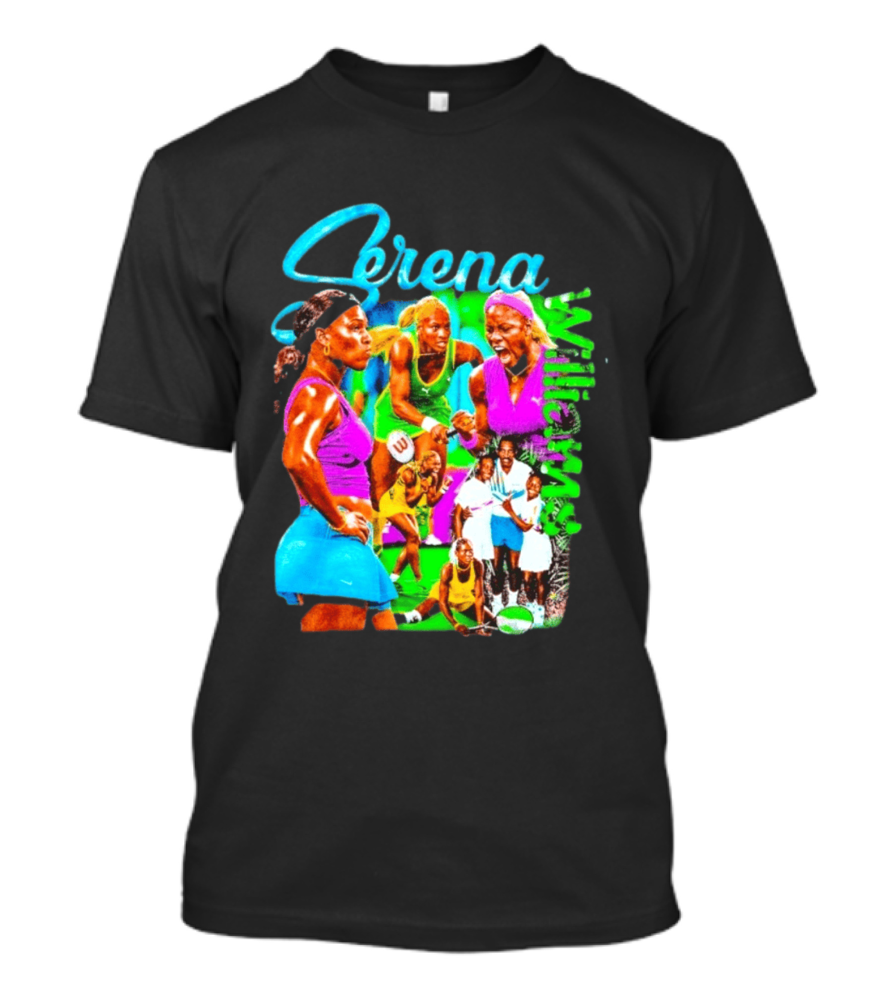Serena Williams Vibrant Tennis Champion Collage T-Shirt