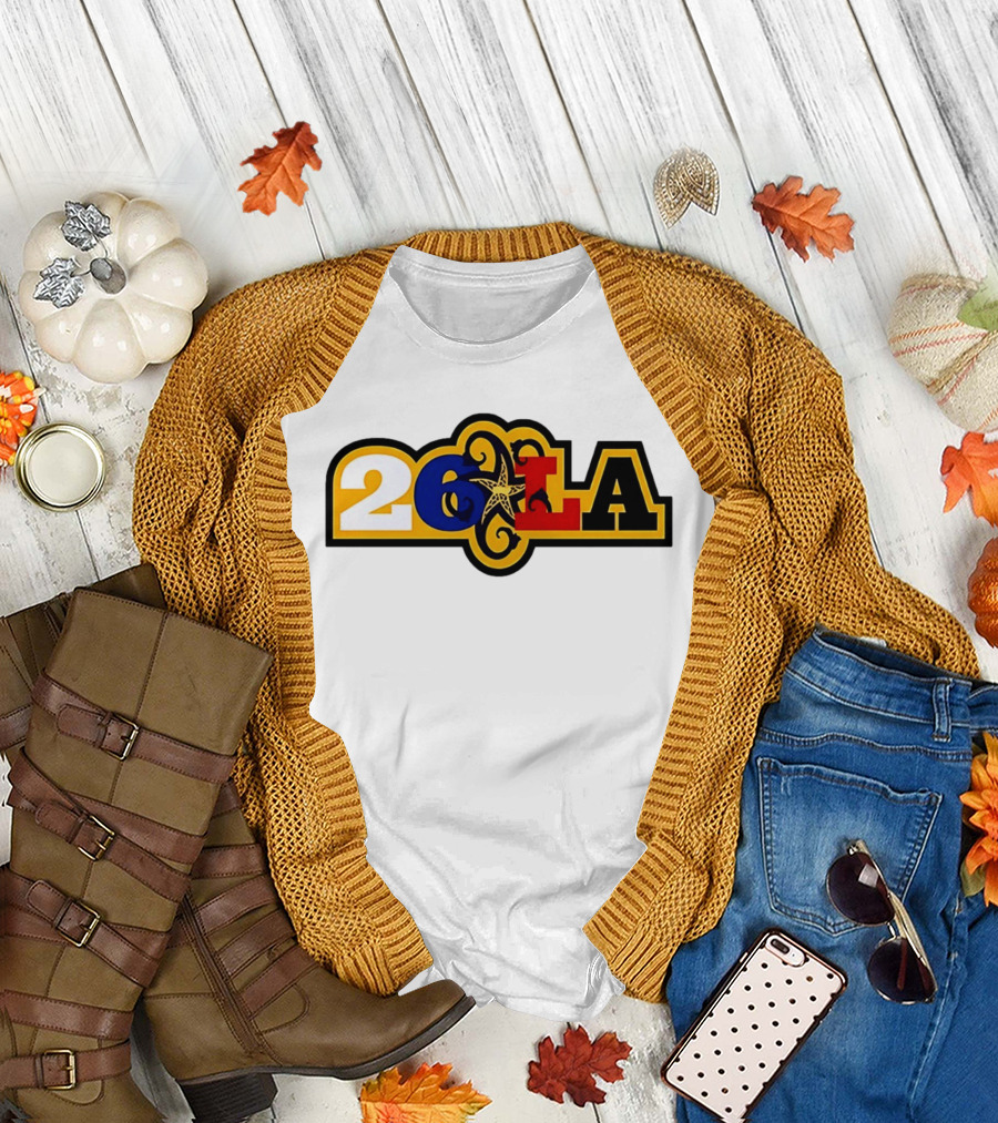 26 LA Bricks and Wood Los Angeles Lakers Stylized T-Shirt