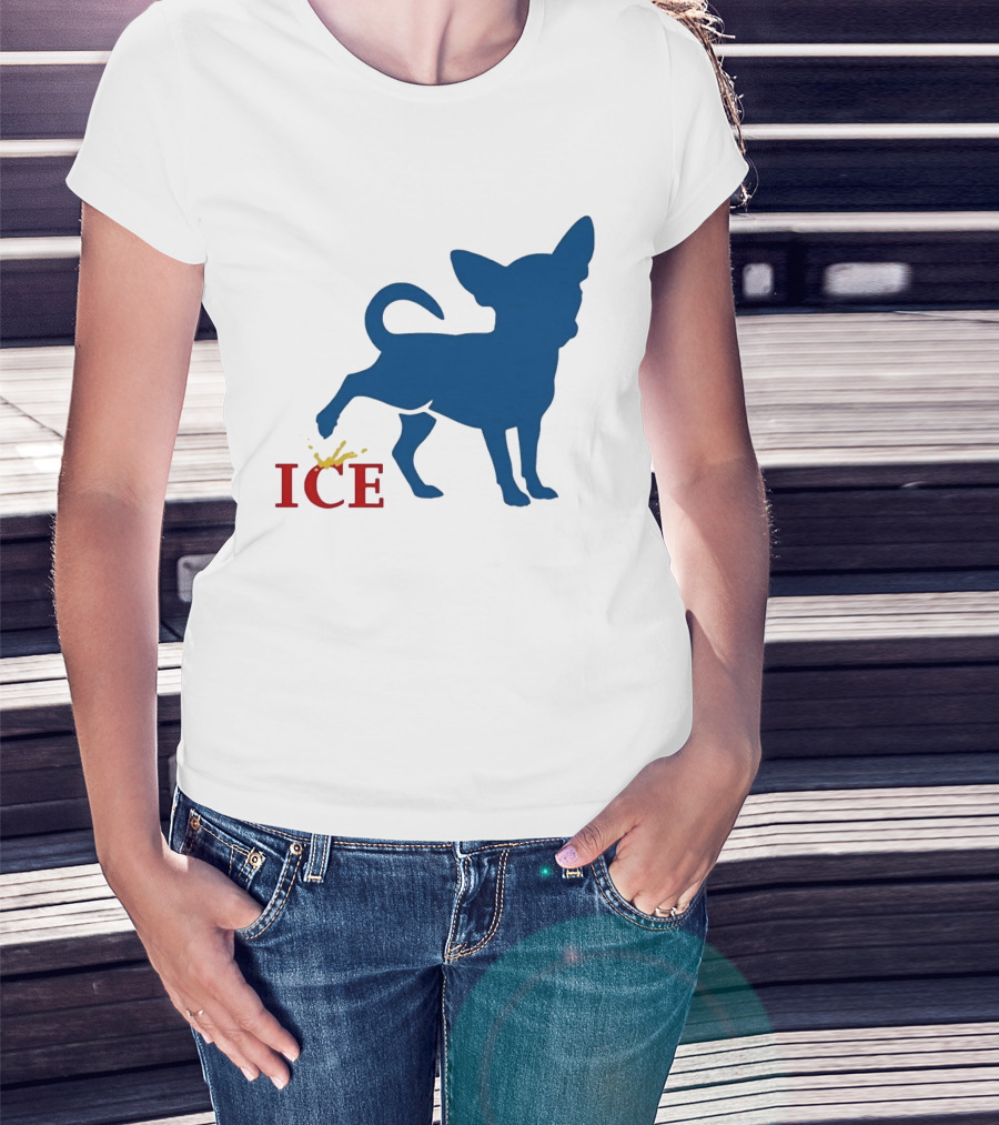 Chihuahua Urinating On ICE Text Representation T-Shirt