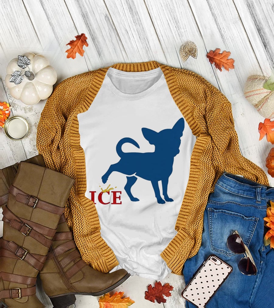 Chihuahua Urinating on ICE Text Representation T-Shirt