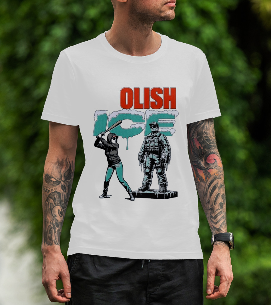 Krime Olish ICE Woman With Baseball Bat Smashing Statue T-Shirt
