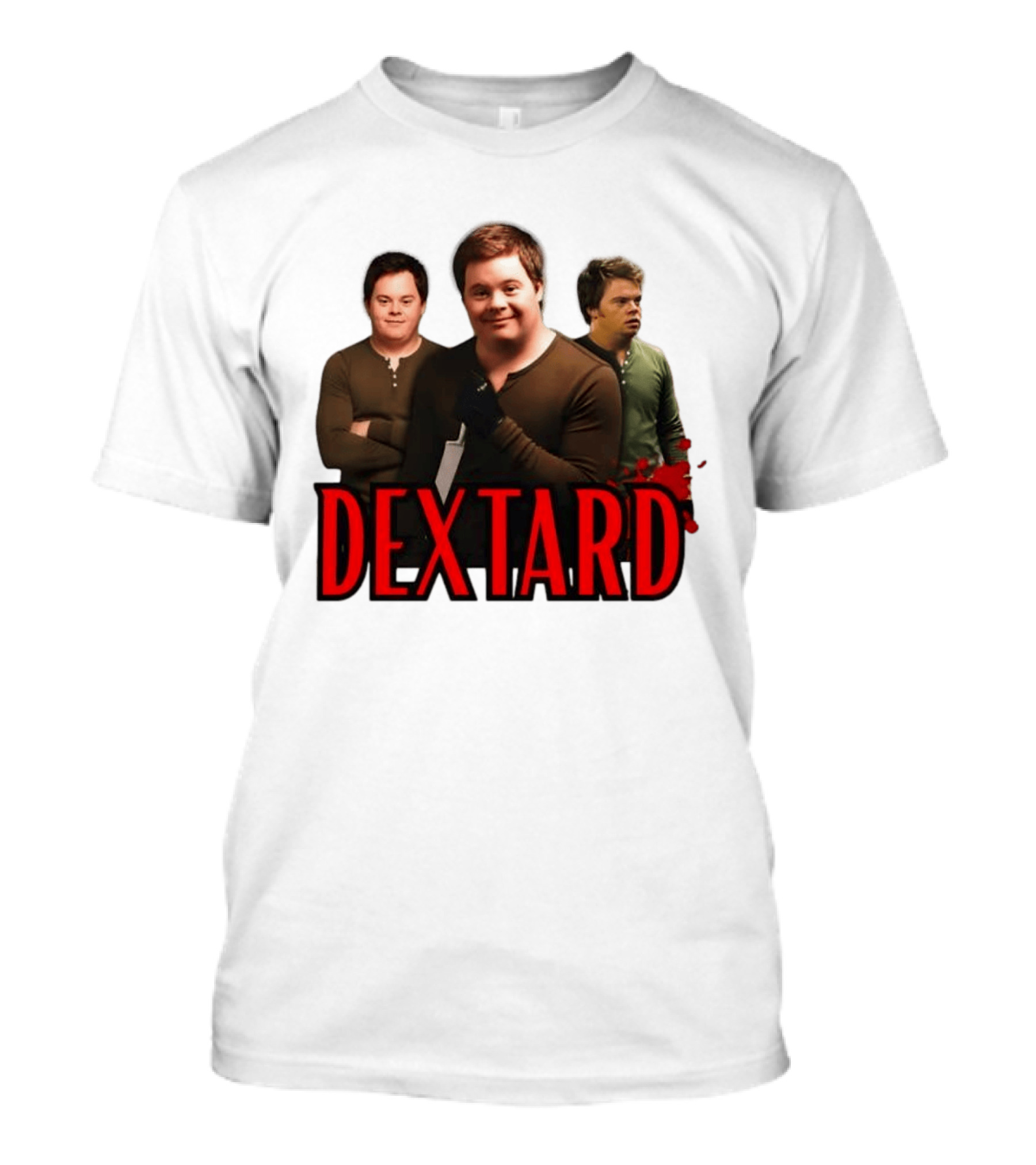 Dextard Meme Parody With Triple Character Image And Red T-Shirt