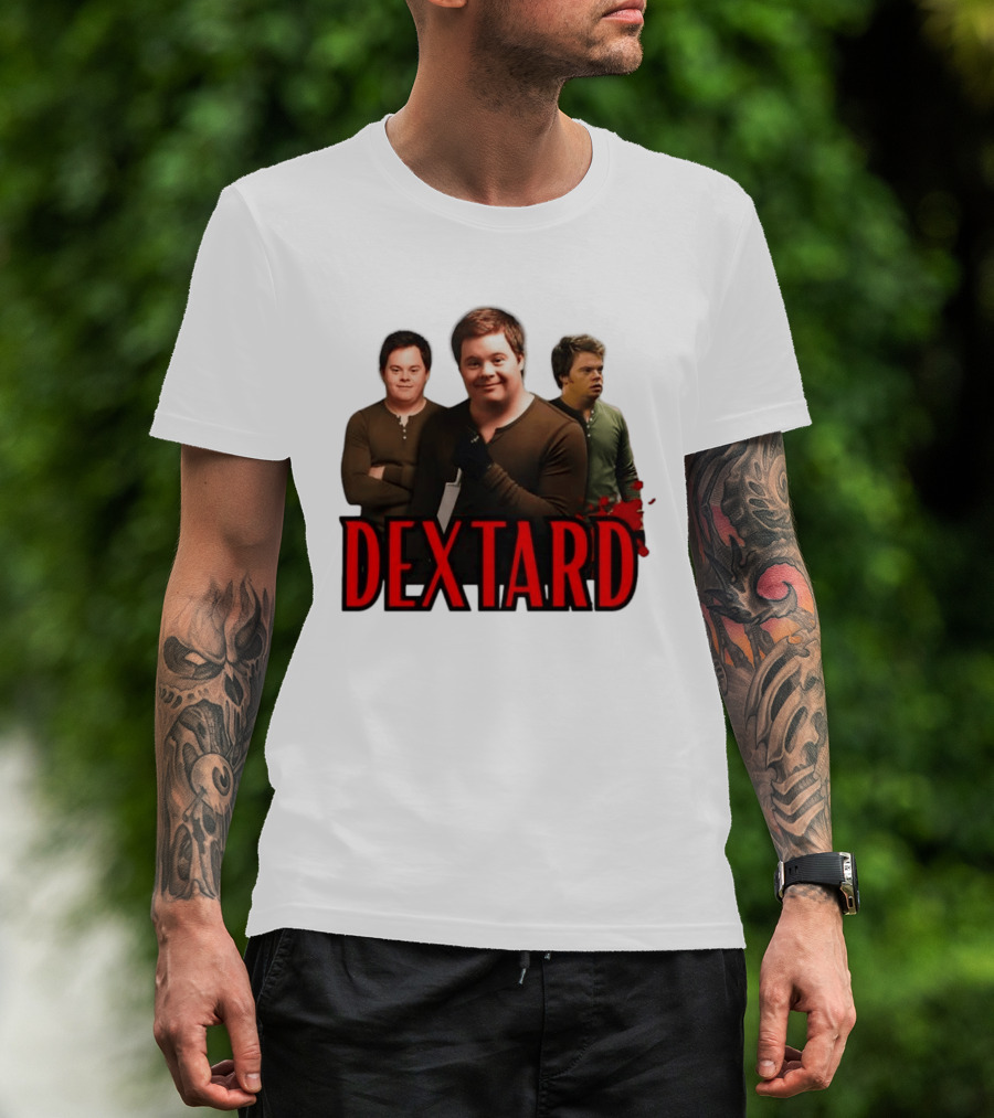 Dextard Meme Parody With Triple Character Image And Red T-Shirt