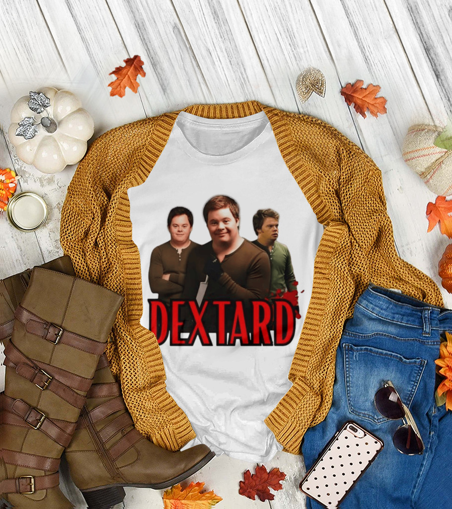 Dextard Meme Parody with Triple Character Image and Red T-Shirt