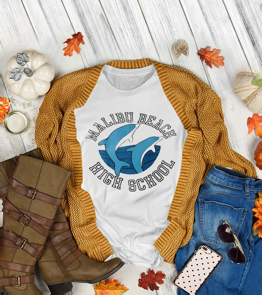 Malibu Beach High School Dolphins Ocean T-Shirt