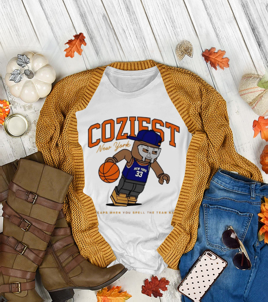 Coziest New York MF DOOM Patrick Ewing Knicks All Caps Basketball Lego T-Shirt