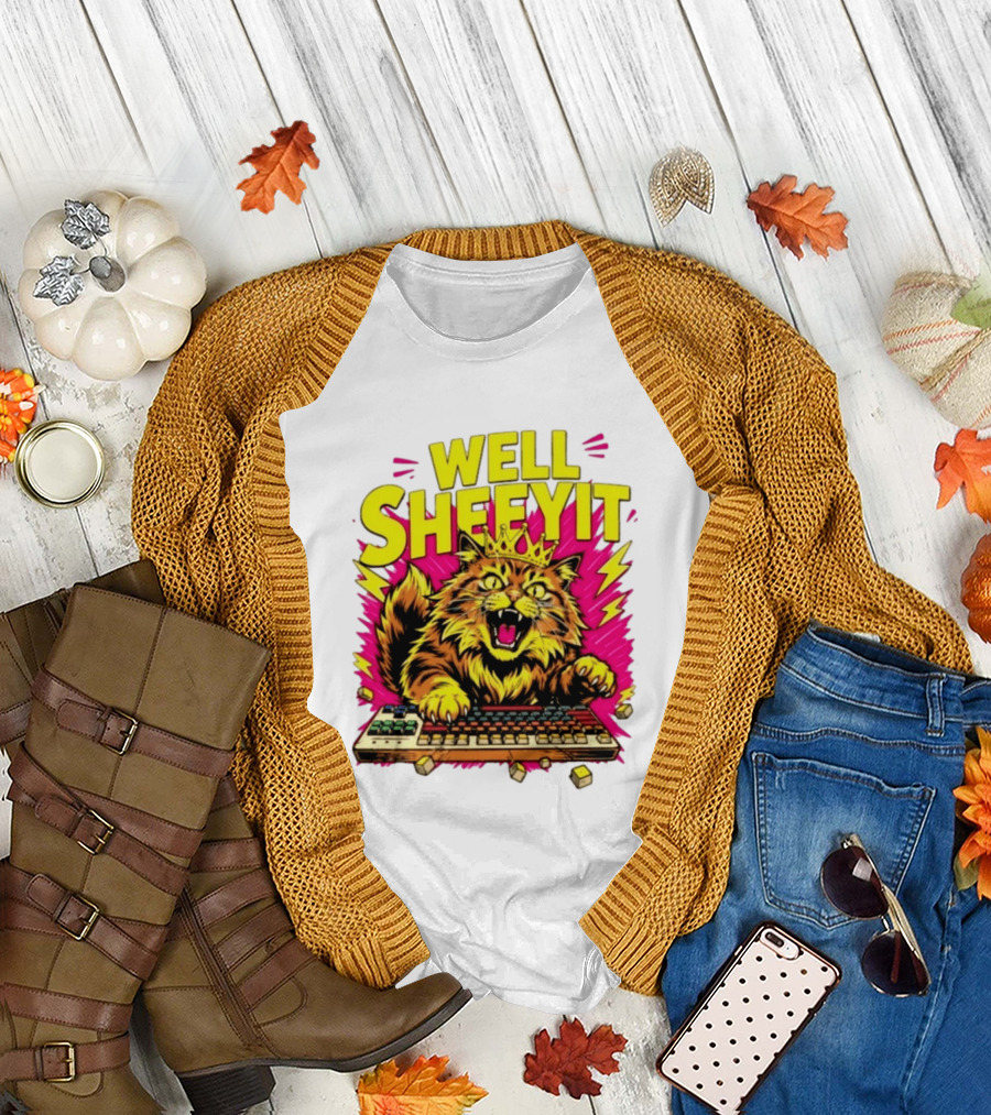 Well Sheeyit Crowned Cat Typing on Keyboard T-Shirt