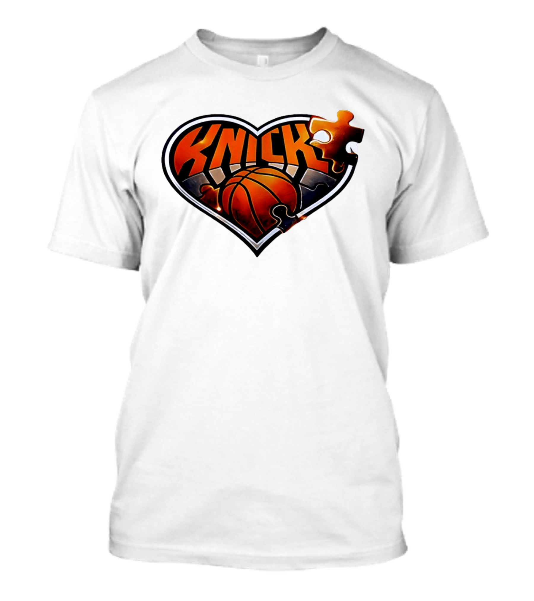 New York Knicks Puzzle Basketball Heart T-Shirt