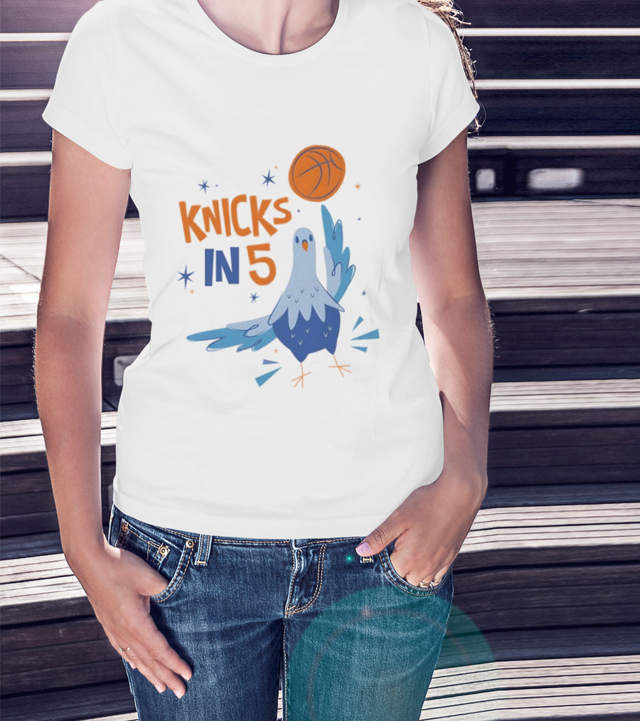 New York Knicks NBA Pigeon Basketball Knicks In 5 T-Shirt