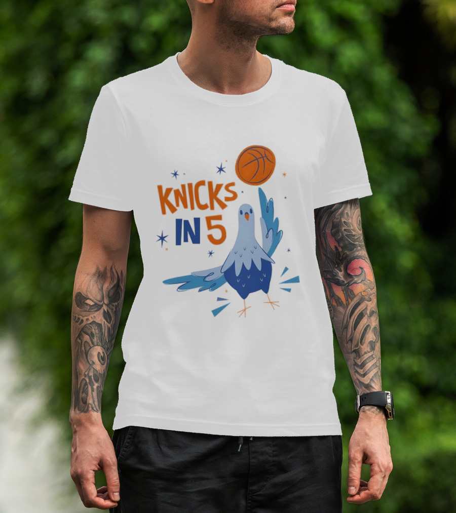 New York Knicks NBA Pigeon Basketball Knicks In 5 T-Shirt