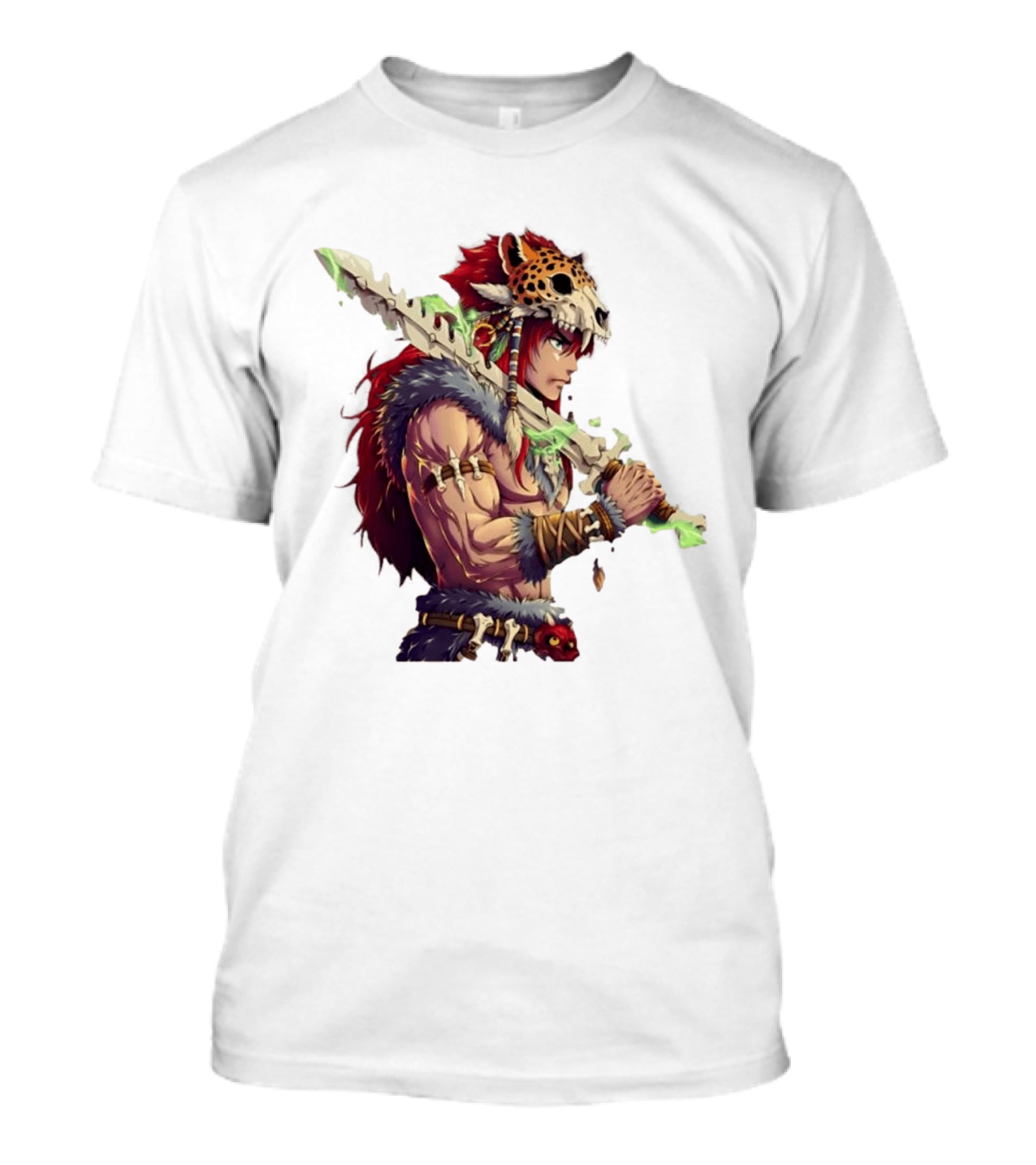 Jaguar Warrior Aztec Fantasy Glowing Bone Sword Warrior T-Shirt