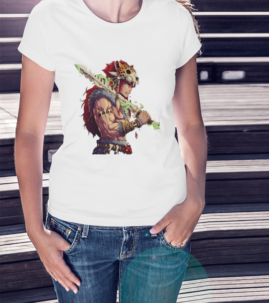 Jaguar Warrior Aztec Fantasy Glowing Bone Sword Warrior T-Shirt