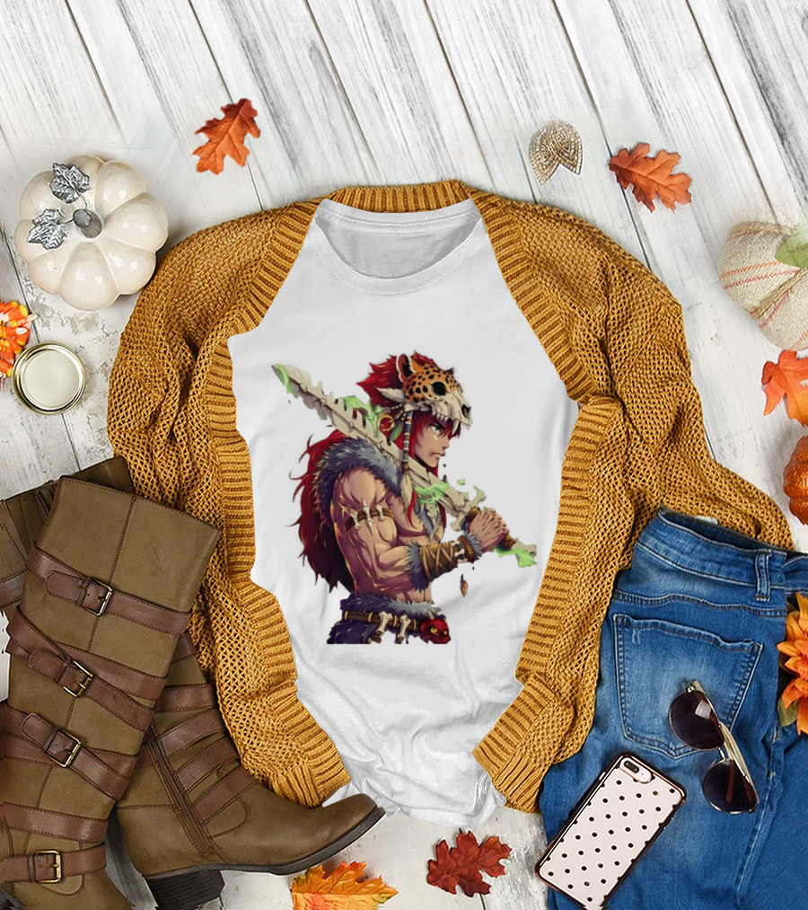 Jaguar Warrior Aztec Fantasy Glowing Bone Sword Warrior T-Shirt