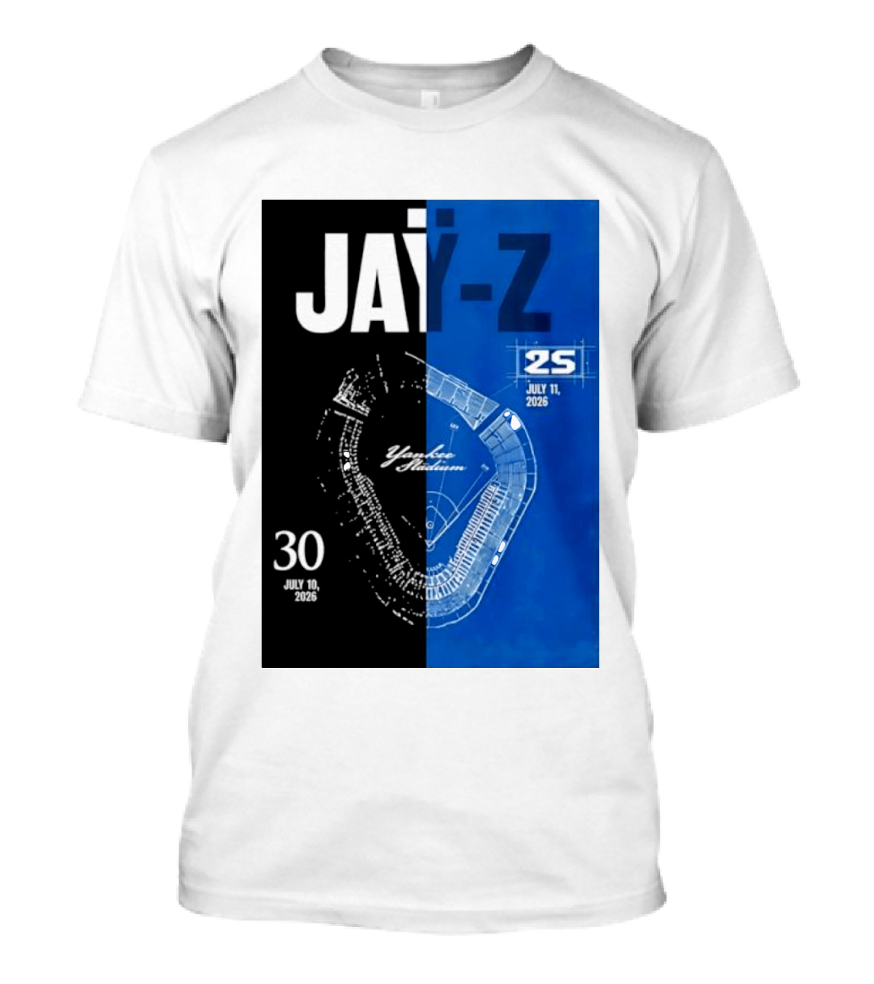 Jay Z Yankee Stadium July 10 11 2026 Celebration With Map Blueprint T-Shirt