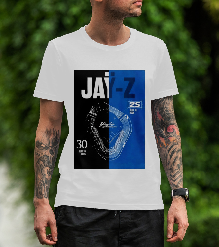 Jay Z Yankee Stadium July 10 11 2026 Celebration With Map Blueprint T-Shirt