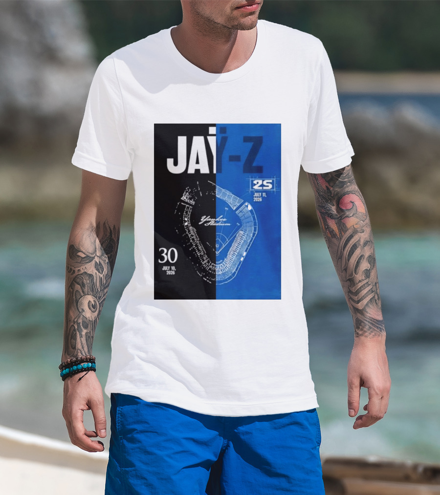 Jay Z Yankee Stadium July 10 11 2026 Celebration With Map Blueprint T-Shirt