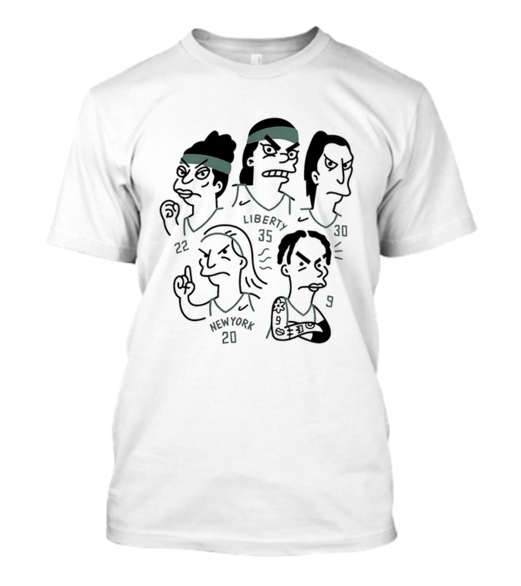 Simpson Style Cartoon New York Liberty Players 20 35 32 13 T-Shirt